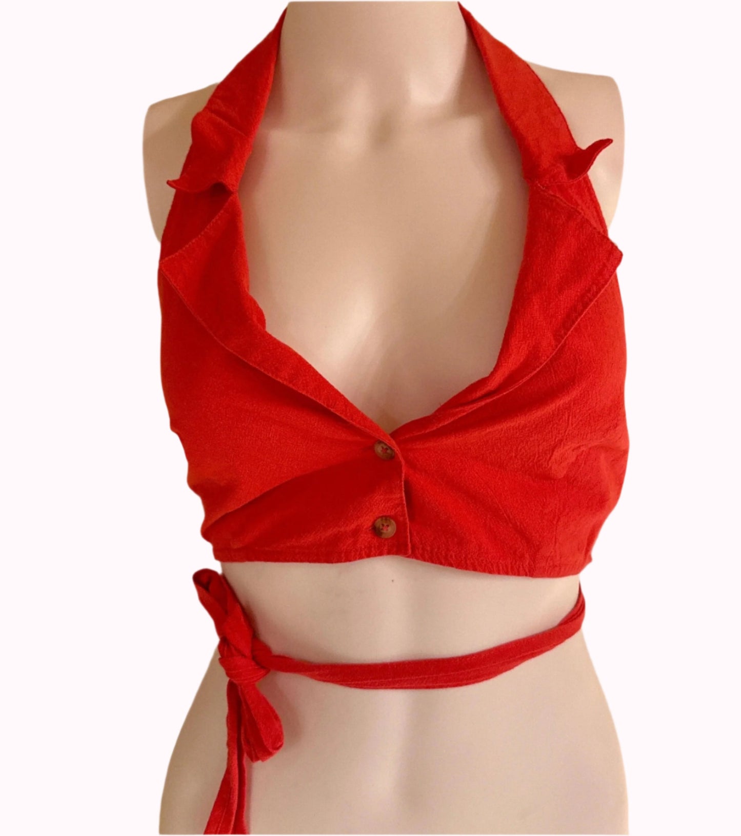 xs/s cropped backless button up top - adora archive