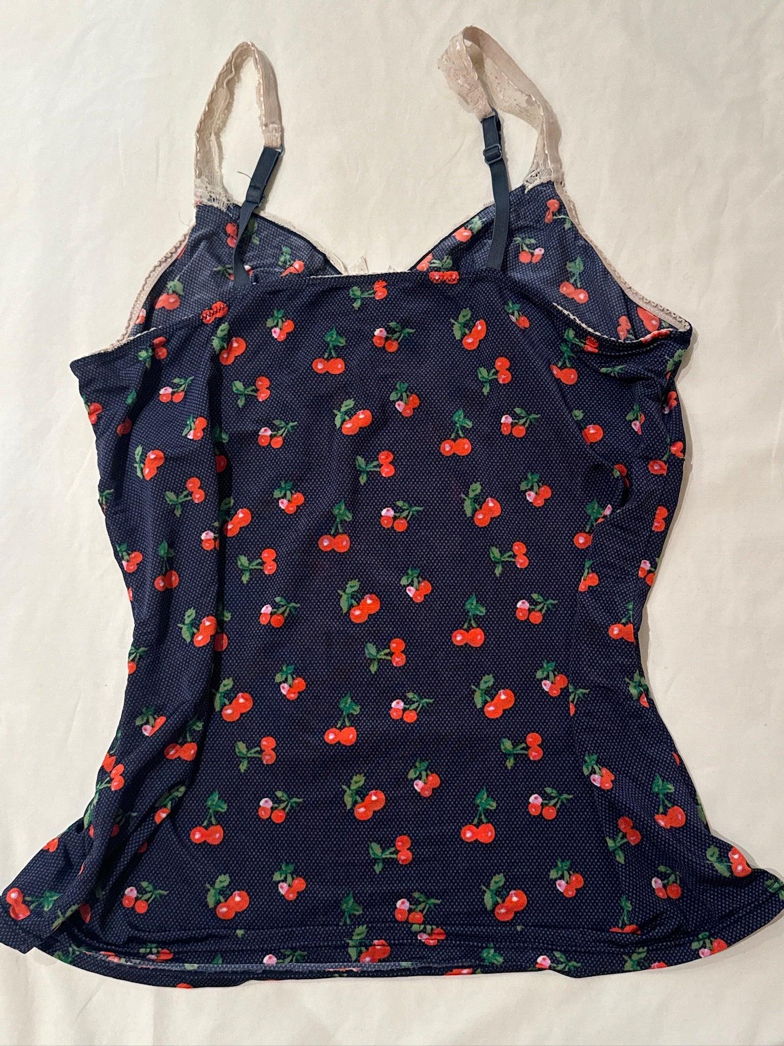 m-xl, cami with cherry prints - adora archive