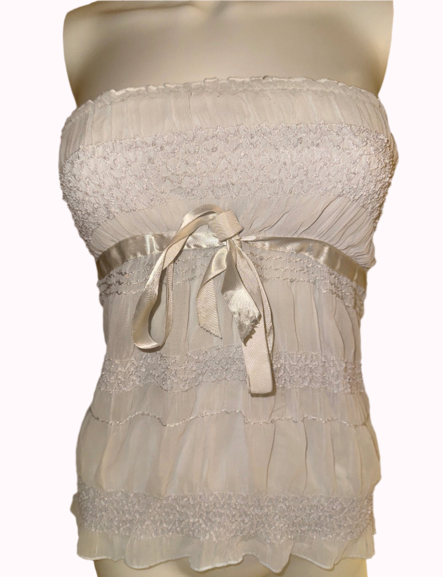 strapless white top with tie