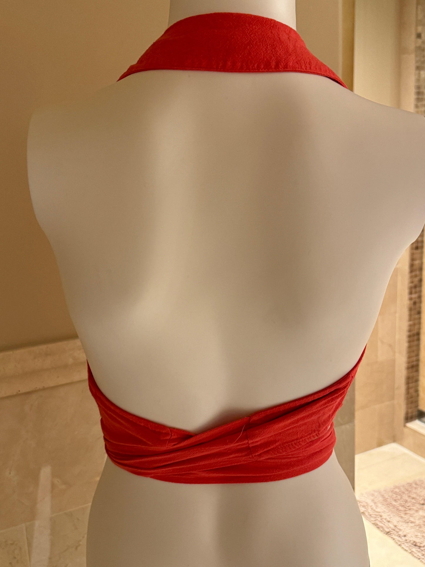 xs/s cropped backless button up top - adora archive