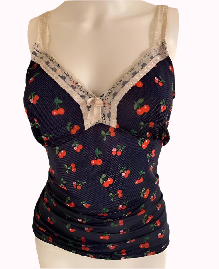 m-xl, cami with cherry prints - adora archive