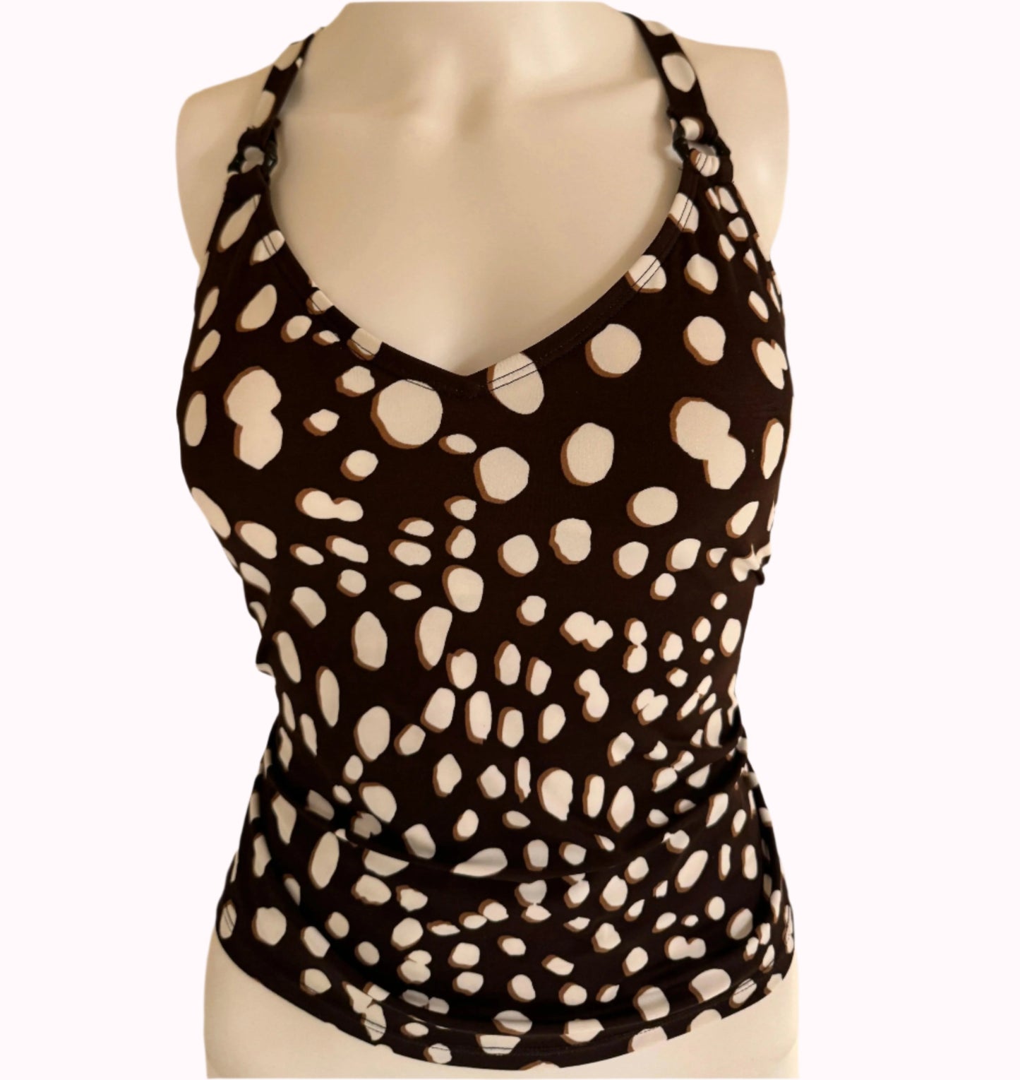 s/m polka dots top with a criss-cross back - adora archive