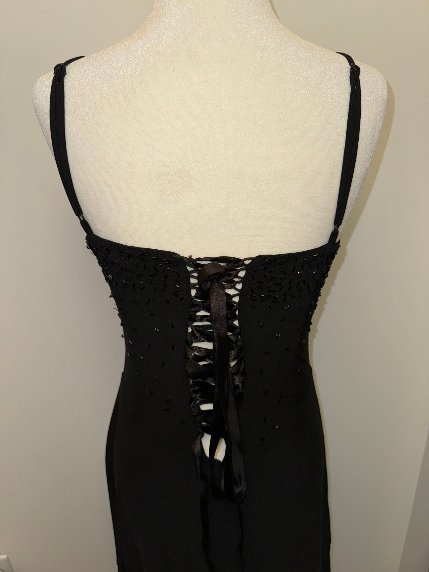 beaded dress with tie detail - adora archive