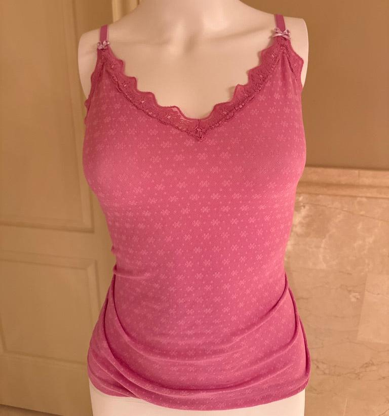 pink lace cami with ribbons - adora archive
