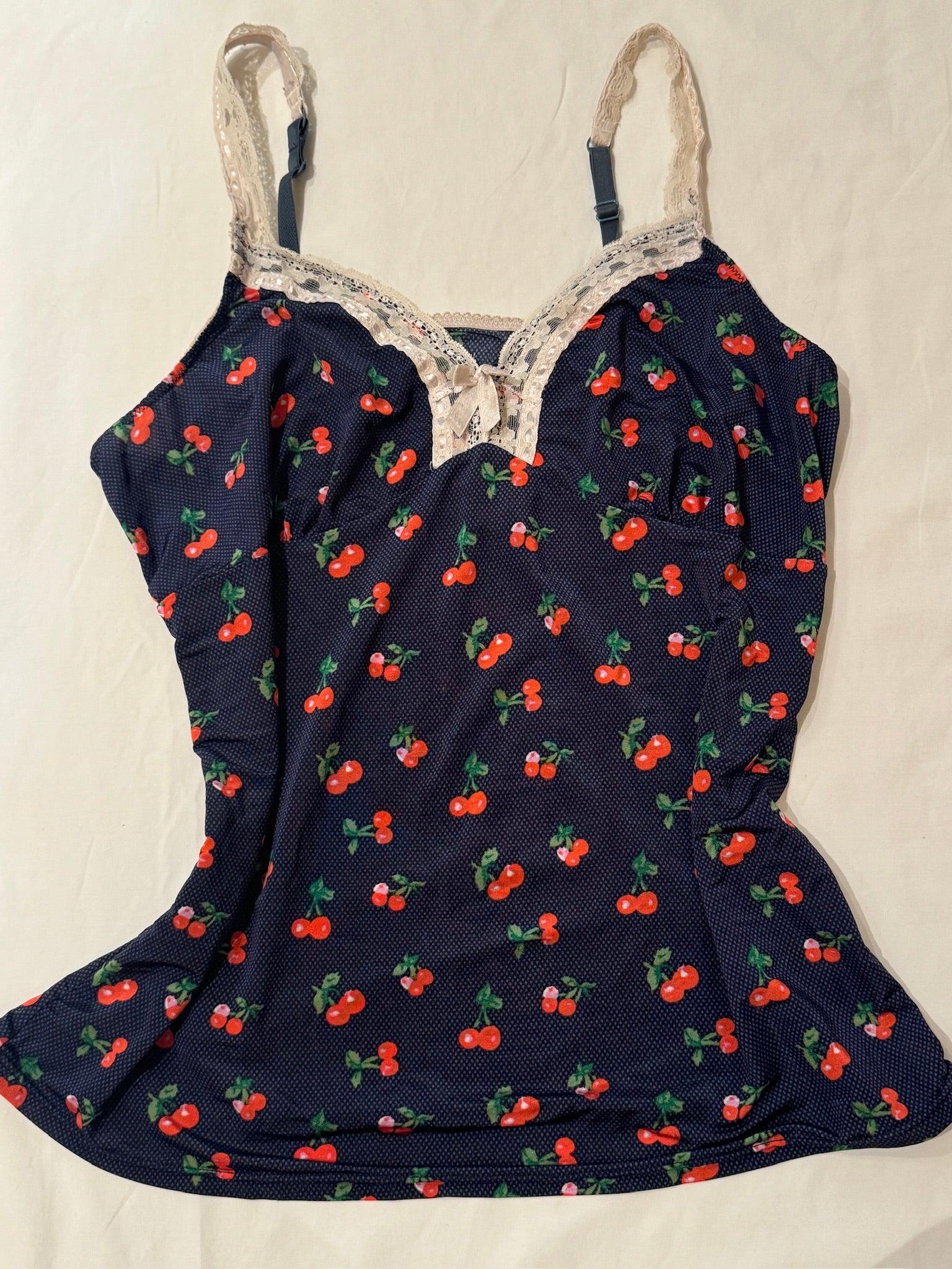 m-xl, cami with cherry prints - adora archive