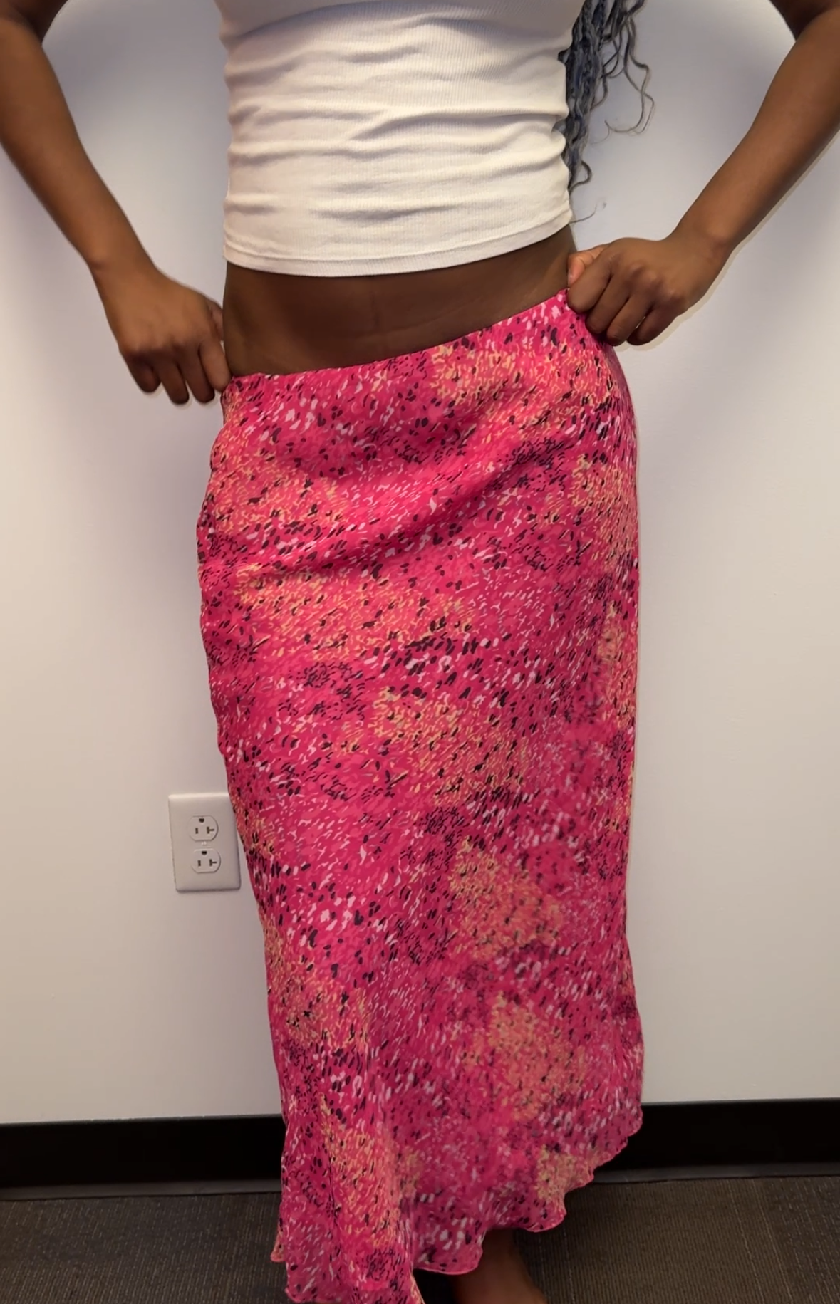 pink maxi skirt