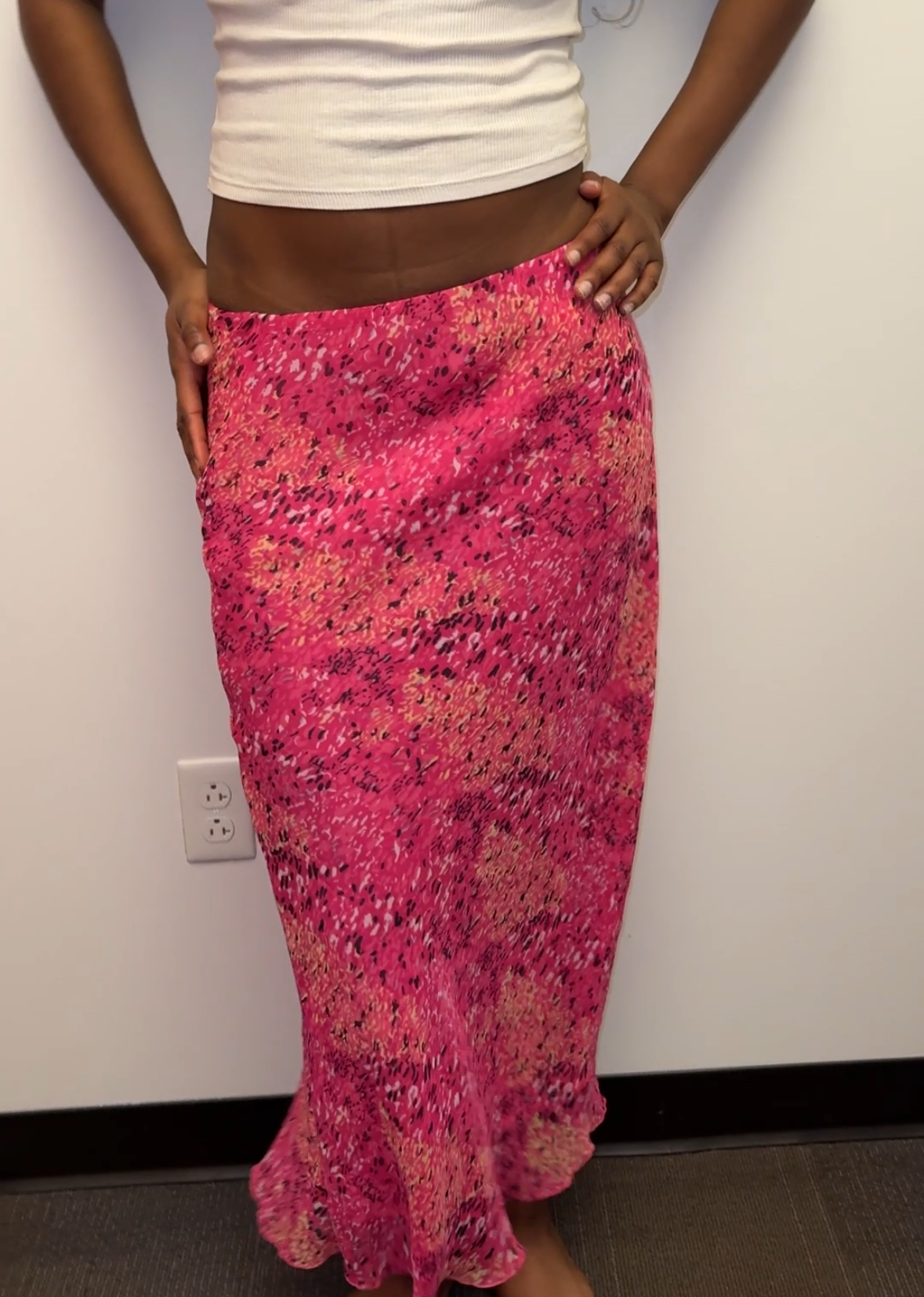 pink maxi skirt