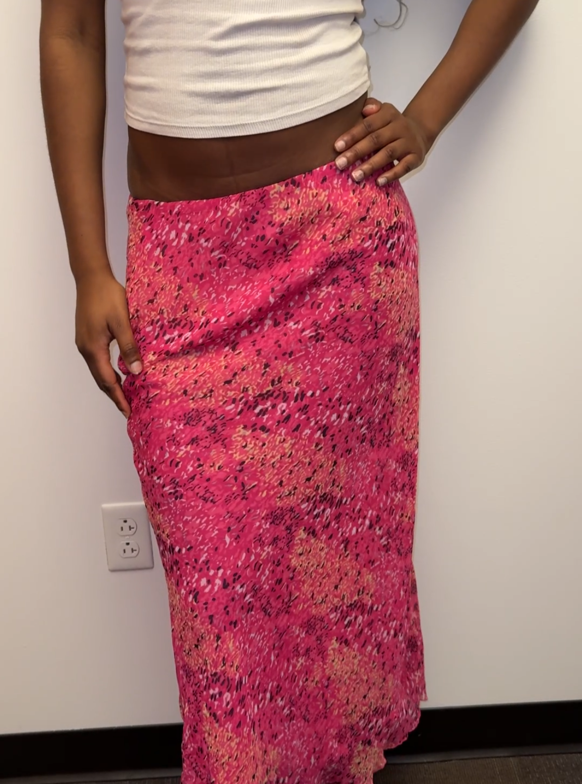 pink maxi skirt