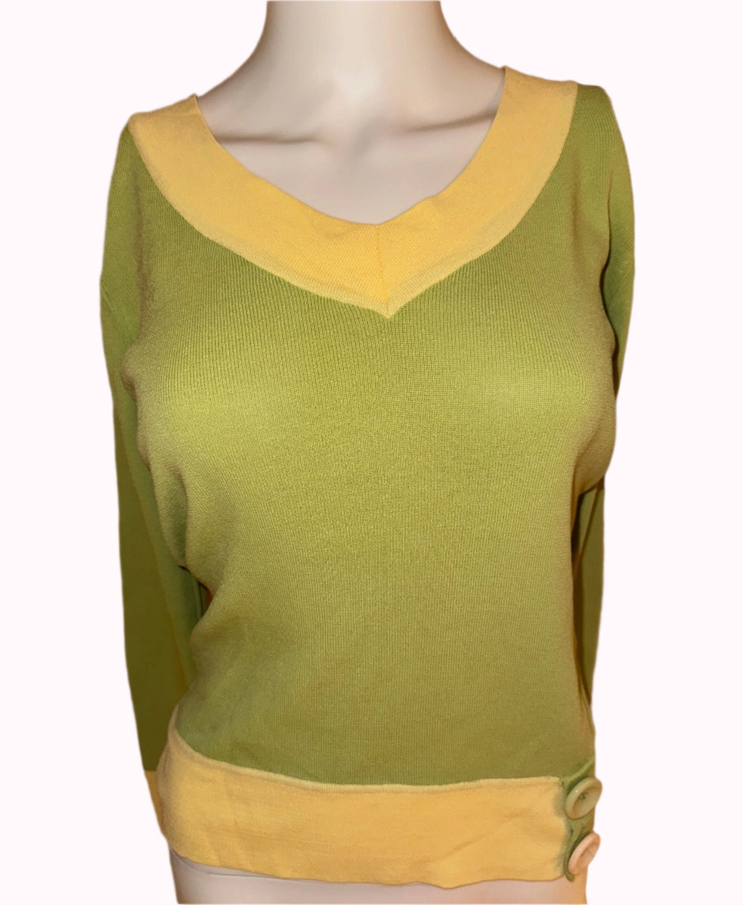 green and yellow sweater