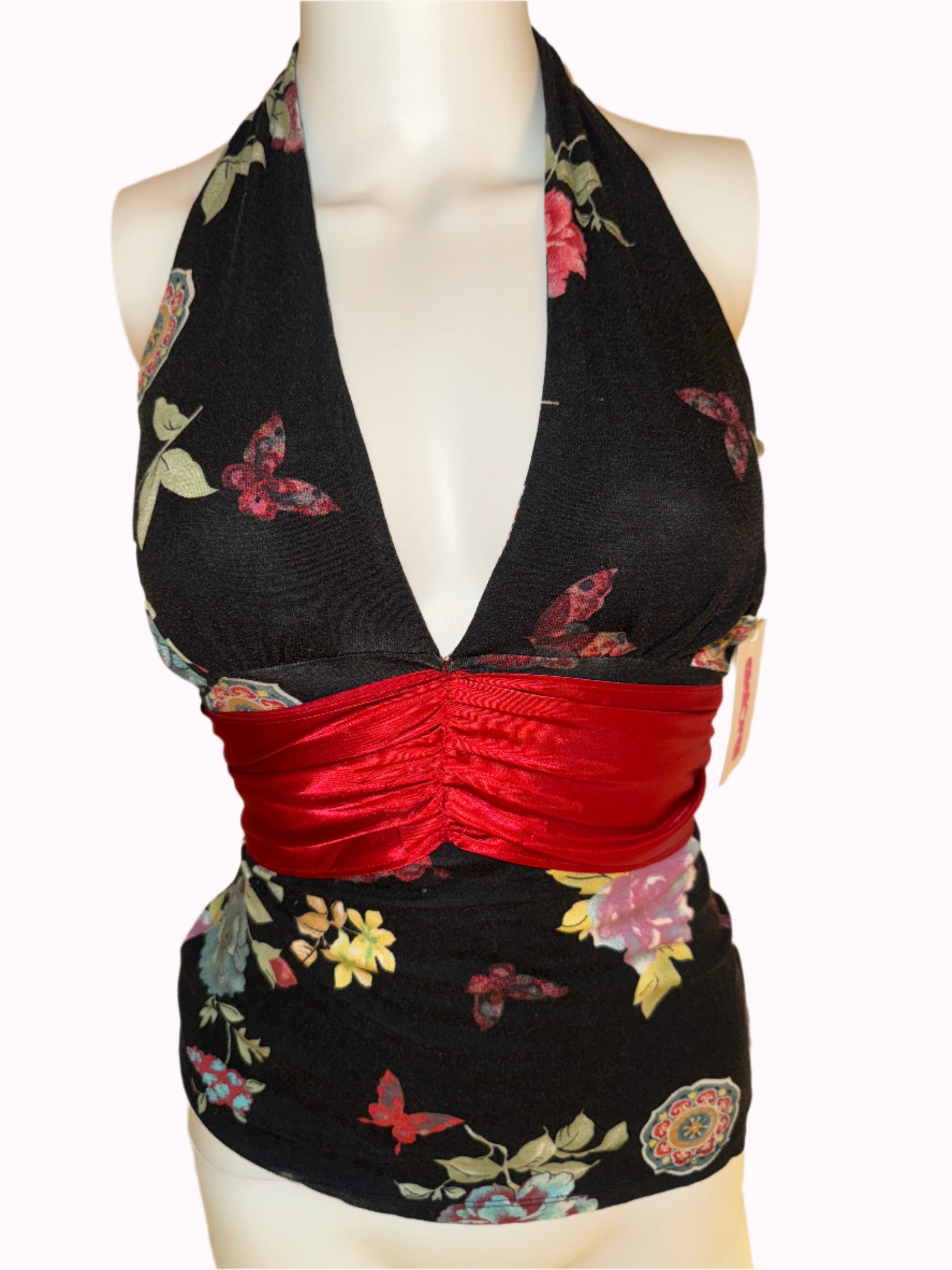 v neck top with satin tie - adora archive