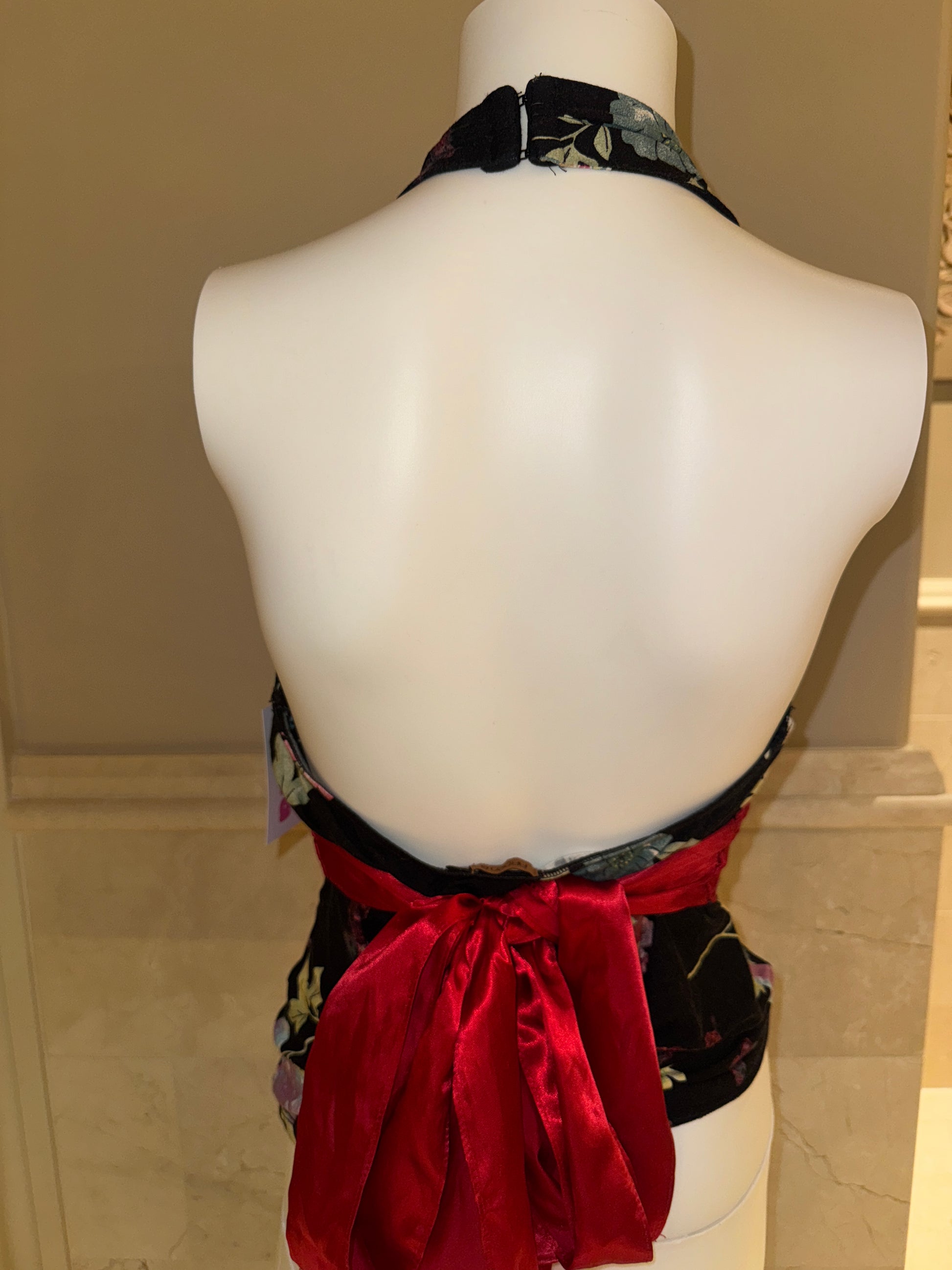 v neck top with satin tie - adora archive
