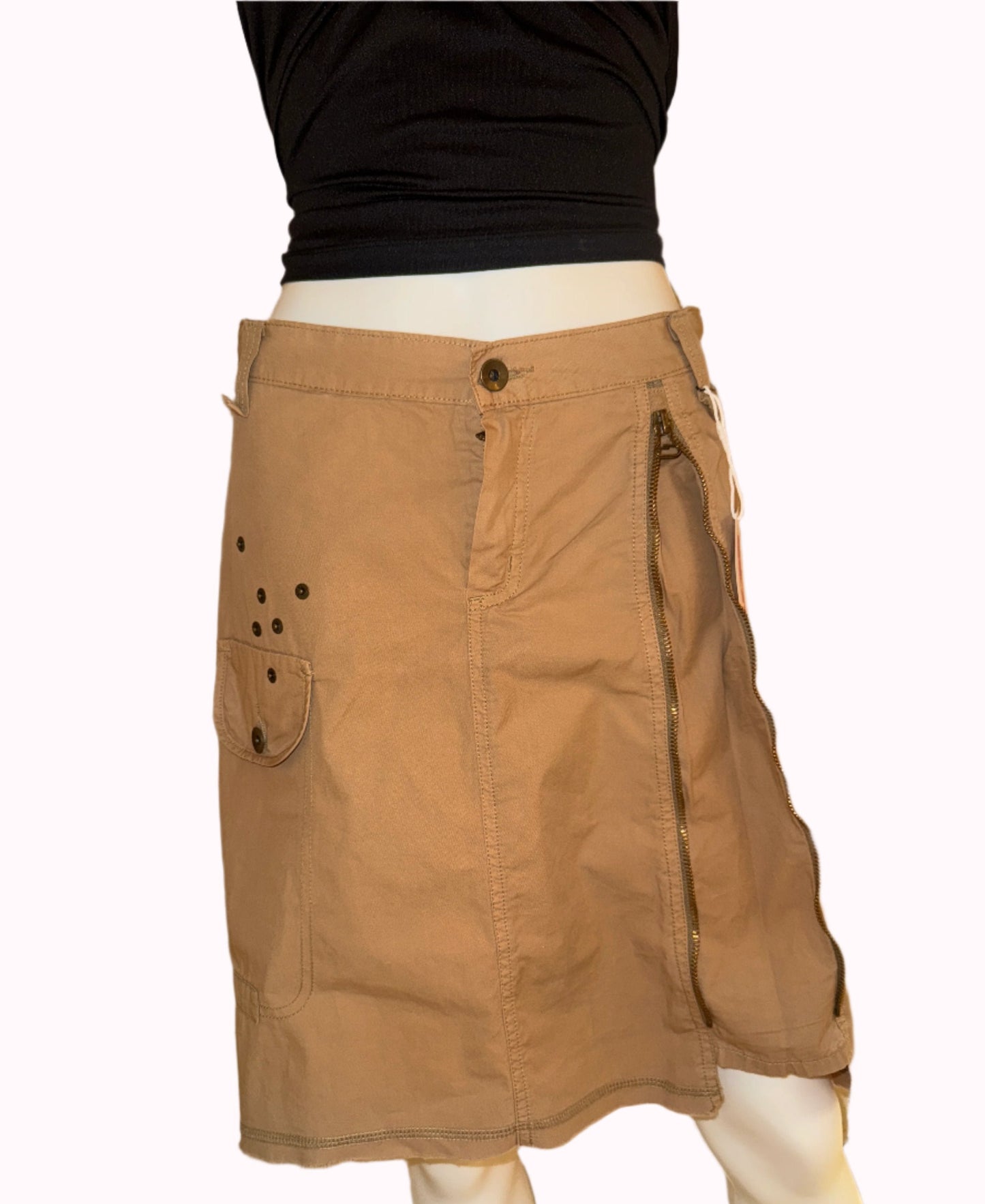 midi skirt with zipper detail