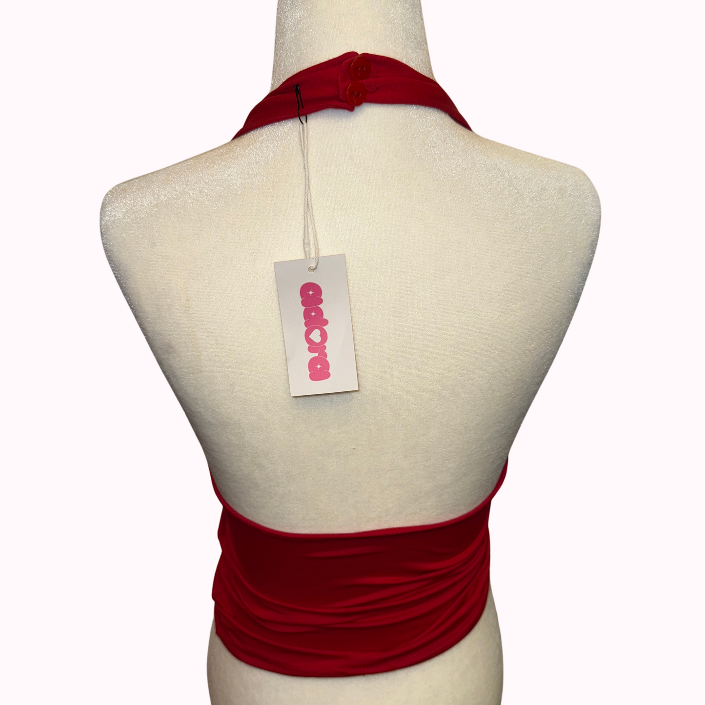 red halter neck top