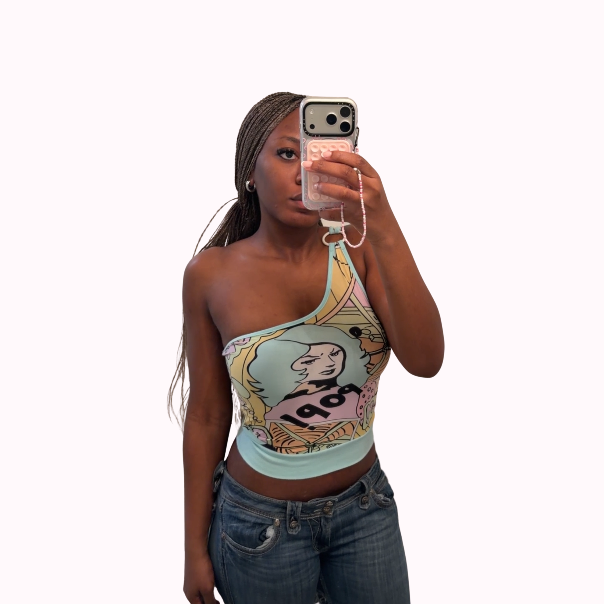 one shoulder graphic top - adora archive